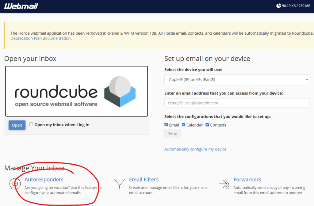 Inloggen op cPanel webmail